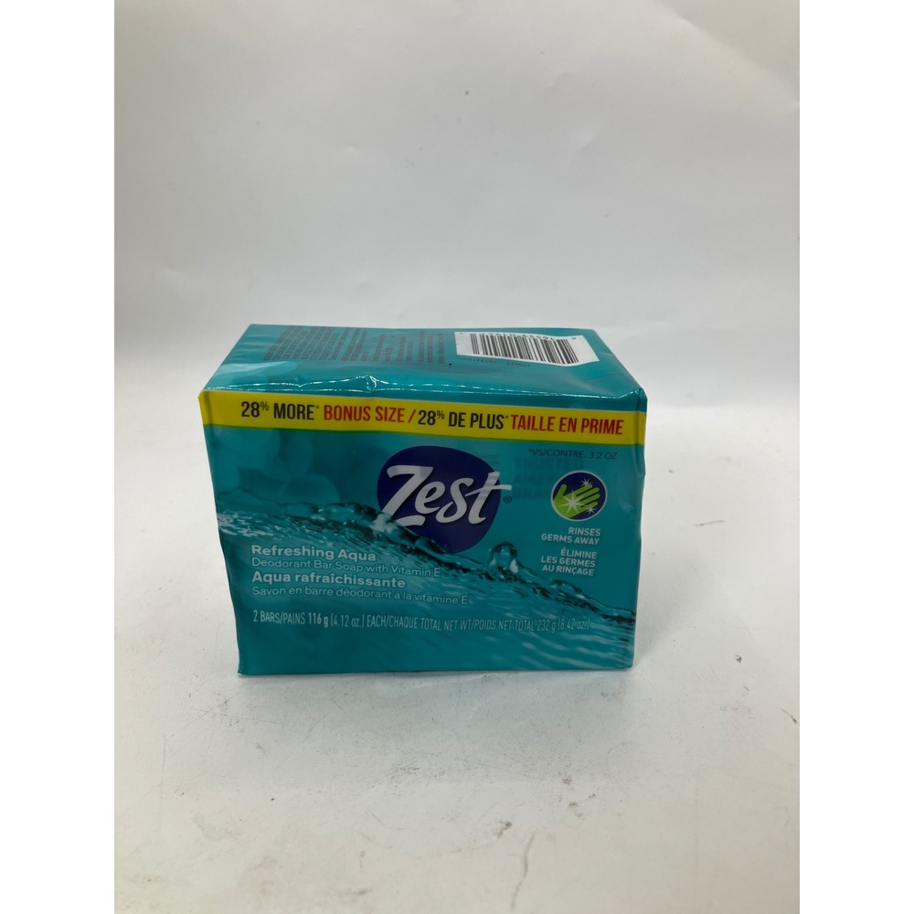 Zest Refreshing Aqua Deodorant Bar Soap with Vitamin E Bonus Size 2‎ Bars